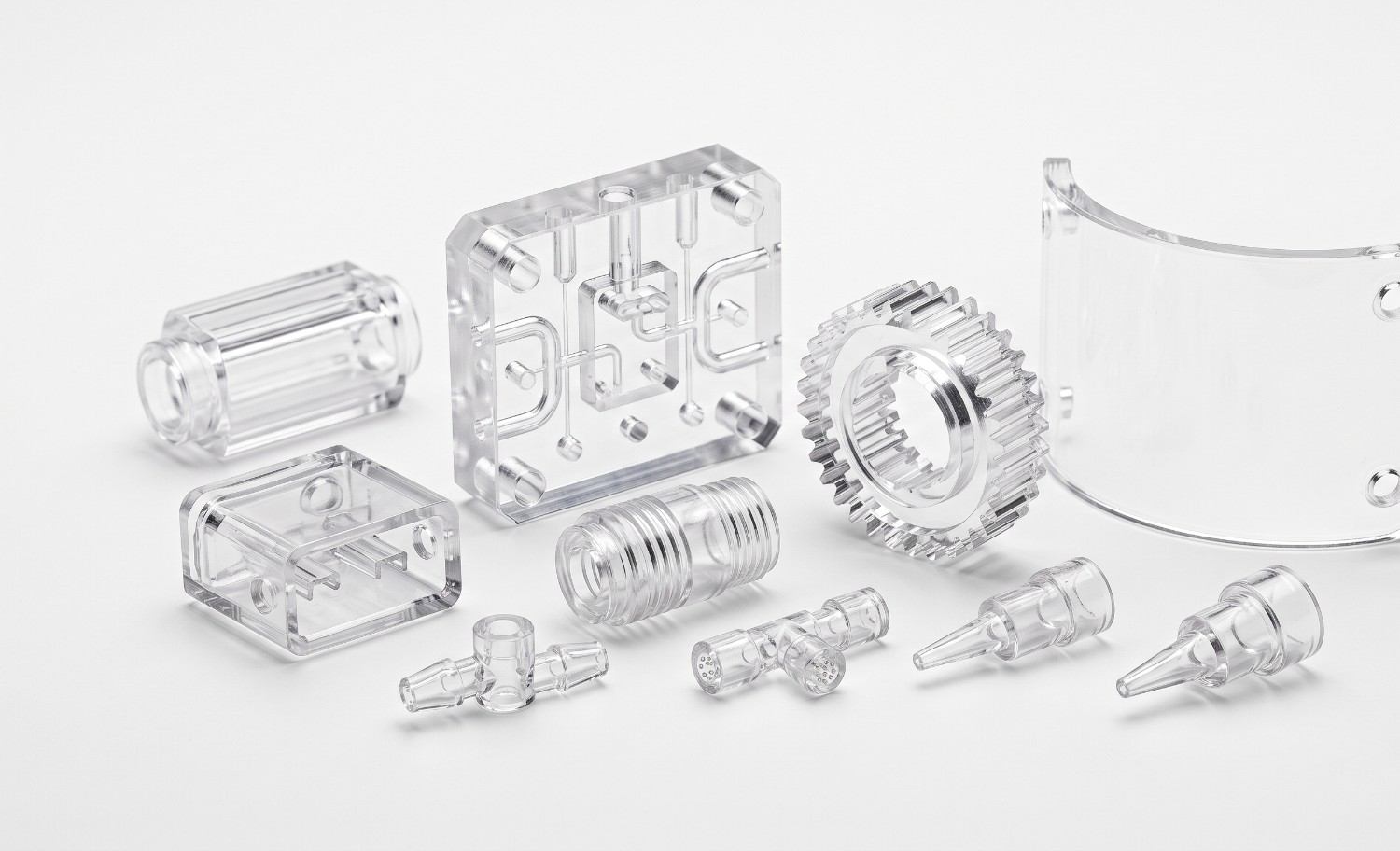 Clear polycarbonate sheets and machined components